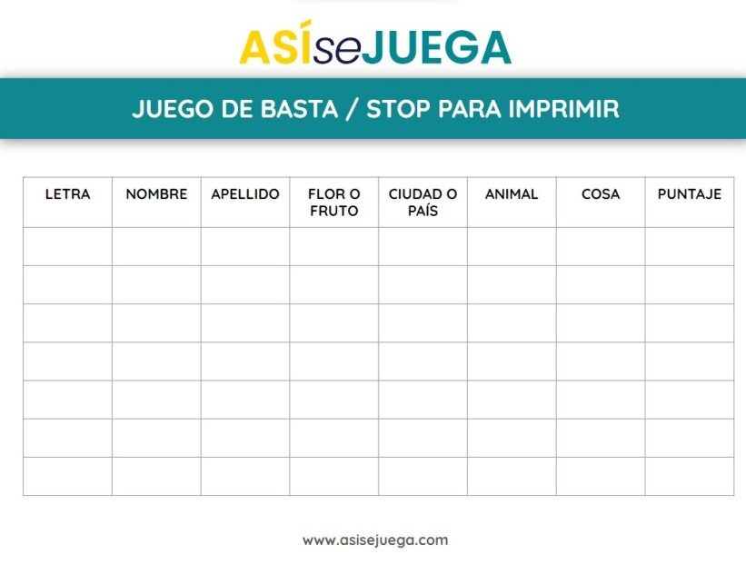 El juego del stop para que los niños aprendan a leer y escribir